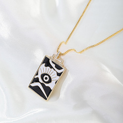 Черный Латунные эмалевые прямоугольники с подвесками в виде сглаза, золотые, чёрные, 17.72 дюйм (45 см)