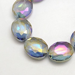 Средний Фиолетовый Граненый Electroplate стекло овальные бусины нити, радуги цвет покрытием, средне фиолетовый, 24x20x10 мм, отверстие : 1 мм, около 30 шт / нитка, 28.3 дюйм