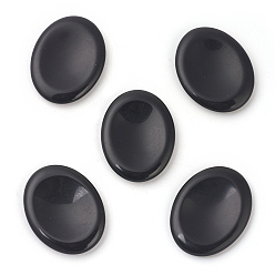 Обсидиан Натуральный обсидиан массажные украшения, Камень беспокойства для терапии беспокойства, овальные, 45x35x6 мм