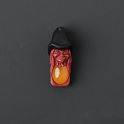 Yellow Agate Natural Yellow Agate Pendants, Elf with Witch Hat Charm, 45x20mm