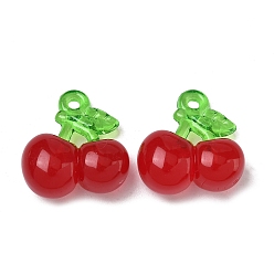 Красный Непрозрачные акриловые подвески, черри прелести, красные, 20x19x10 мм, отверстие : 2 мм
