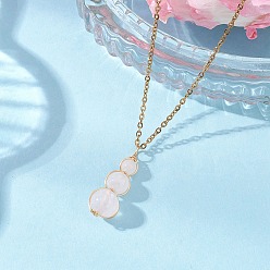 Розовый Кварц Подвеска в форме тыквы с круглыми бусинами из натурального розового кварца 304 Женские ожерелья из нержавеющей стали с цепочкой, золотые, 17.80 дюйм (45.2 см)