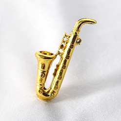 (932FM) Темно-синий аква-матовый с подкладкой Мини-пластиковая модель саксофона, аксессуары для украшения миниатюрного кукольного домика, темно-золотистые, 45x20 мм