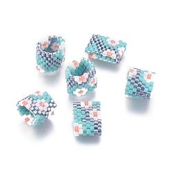 Бледно-бирюзовый Японский бисер miyuki & toho ручной работы, Ткацкий станок, кольцо, бледные бирюзовая, 14~15x9.5~10x3.5~4 мм