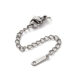Нержавеющая Сталь Цвет 304 удлинитель бордюрной цепи из нержавеющей стали, Цепочки с застежками-карабинами и овальными подвесками., цвет нержавеющей стали, 74 мм, отверстие : 2.5 мм