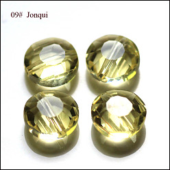 Светло-хаки Имитация Австрийские кристаллические шарики, класс AAA, граненые, плоско-круглые, светлый хаки, 10x5 мм, отверстие : 0.9~1 мм