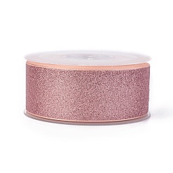 Pink Sparkle Polyester Ribbons, Glitter Ribbon, Pink, 1-1/2 inch(38mm), about 50yards/roll(45.72m/roll)