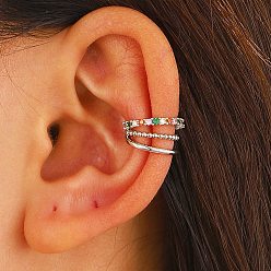 Платина Латунные горный хрусталь серьги манжеты, тройной, платина, 12 мм