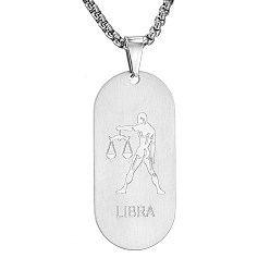 Весы Овальная цепочка из нержавеющей стали с подвеской в виде созвездия для мужчин и женщин, Весы, 19.69 дюйм (50 см)