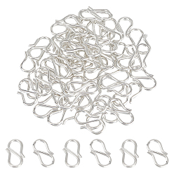 Серебро 50 шт. 304 S-образные застежки из нержавеющей стали, серебряные, 13x7x1 мм, отверстие : 6x4 мм
