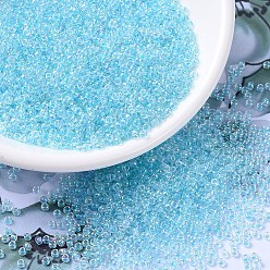 (RR269) Glacier Blue Lined Crystal AB MIYUKI Round Rocailles Beads, Japanese Seed Beads, (RR269) Glacier Blue Lined Crystal AB, 11/0, 2x1.3mm, Hole: 0.8mm, about 1100pcs/bottle, 10g/bottle