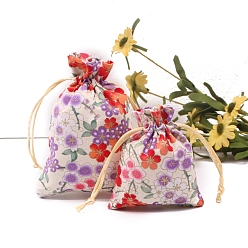 Льняное Полотно Пакеты из хлопка и льна, шнурок сумки, прямоугольные, белье, 10x8 см