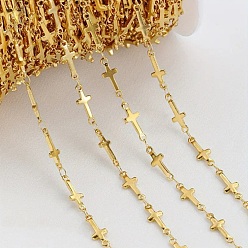 Настоящее золото 18K Железные перекрестные цепи, пайки, реальный 18 k позолоченный, 15x5 мм
