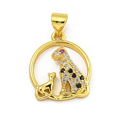 Leopard Стойка металлическая латунная микропрофилированная кубическая циркония подвески, долговечный, без свинца и без кадмия, реальный 18 k позолоченный, леопард, 18.5x15x4 мм, отверстие : 4x3 мм