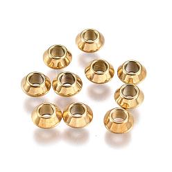 Golden Ion Plating(IP) 304 Stainless Steel Spacer Beads, Rondelle, Golden, 4x2mm, Hole: 1.4mm