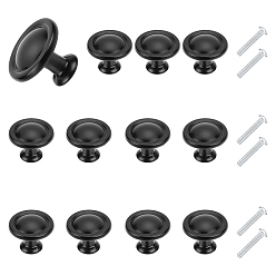 Black Aluminum Alloy Cabinet Handle Pull Knob, with Screws, Black, 30.5x24.5mm, Hole: 3.5mm