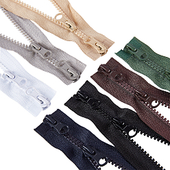 Mixed Color Nylon Garment Accessories, Zip-fastener Component Sets, Nylon and Resin Zipper & Alloy Zipper Puller, Mixed Color, 900x33x3mm, 7 colors, 1strand/color, 8strand/set