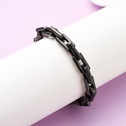 Черный Цвет Металла 304 браслеты-цепочки из нержавеющей стали для мужчин и женщин, прямоугольные, ионное покрытие (ip), металлический черный , 9-3/8 дюйм (23.8 см)