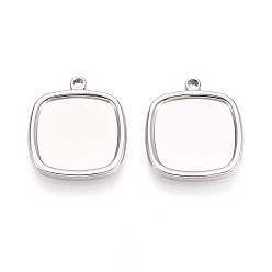 Нержавеющая Сталь Цвет 304 Настройки кабошон из нержавеющей стали кулон, прямоугольные, цвет нержавеющей стали, лоток : 13x13 мм, 18x16x2 мм, отверстие : 1.5~1.6 мм