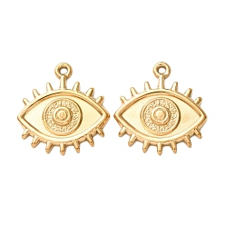 Oro 304 colgantes de acero inoxidable, amuletos de ojo turco con forma de rayos de sol, dorado, 30x28x3 mm, agujero: 1.8 mm