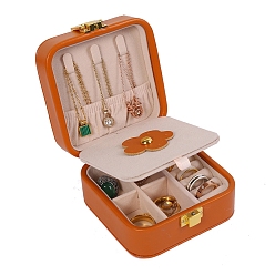 Темно-Оранжевый Квадратная шкатулка из искусственной кожи, дорожный портативный футляр для ювелирных изделий, для ожерелья, Кольца, серьги и подвески, темно-оранжевый, 10x10x5 см