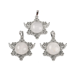 Хрусталь Природного кварца хрустальных подвесок, с реечной обшивкой латунными выводами, платина, без кадмия и без свинца, звезда, 35x34x7.5~8 мм, отверстие : 5x8 мм