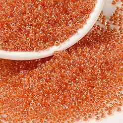 (RR236) Orange Lined Crystal Миюки круглые бусины рокайль, японский бисер, (rr 236) кристалл с оранжевой окантовкой, 8/0, 3 мм, отверстие : 1 мм, Около 2111~2277 шт / 50 г