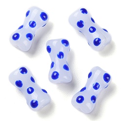 Синий Ручной работы ухабистым Шарики Lampwork, бусины ручной работы, с эмалью, колонка, синие, 17.5x9x8 мм, отверстие : 1.4 мм