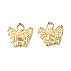 Настоящее золото 18K 304 прелести нержавеющей стали, бабочка, ионное покрытие (ip), реальный 18 k позолоченный, 12.5x11.5x1 мм, отверстие : 2.2 мм