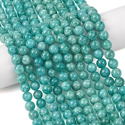 Амазонит Природных амазонит бисер нитей, гладкий круглый, 6~6.5 мм, отверстие : 0.7 мм, около 65~68 шт / нитка, 15.35''~15.55'' (39~39.5 см)