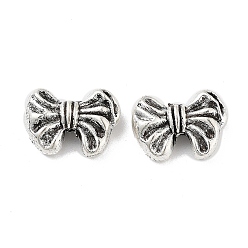 Argent Antique Alliage perle de style tibétain, bowknot, argent antique, 9.5x13x4.5mm, Trou: 1.5mm, 384 pcs / 500 g