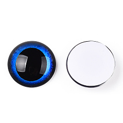 Blau Glas cabochons, halbrund mit Auge, Blau, 20x6.5 mm