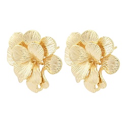 Настоящее золото 18K Изделия из латуни, без кадмия, без никеля и без свинца, с петлей, цветок, реальный 18 k позолоченный, 22x22.5 мм, отверстие : 1.6 мм, штифты : 0.8x11.5 мм