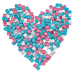 (52) Непрозрачная лаванда Кабошоны из стекла с блестками, мозаичные плитки, для украшения дома или поделок, квадратный, разноцветные, 10x10x4 мм, около 282 шт / коробка