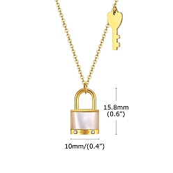 Золотой Ожерелья с подвесками из нержавеющей стали, с оболочкой, Замок и ключ, золотые, 18.11 дюйм (46 см)