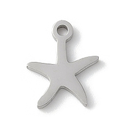Нержавеющая Сталь Цвет 304 подвески из нержавеющей стали, прелести морская звезда, цвет нержавеющей стали, 9.5x8x1 мм, отверстие : 1.2 мм
