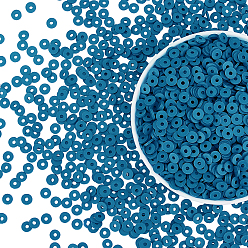 Стально-синий 10 нити плоские круглые бусины из полимерной глины ручной работы, диск хейши бусины для гавайских серег браслет ожерелья ювелирных изделий, стальной синий, 6x1 мм, отверстие : 2 мм, 10 прядь