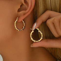 Золотой 201 серьги-кольца из нержавеющей стали с узором из лозы для женщин, золотые, 26x24 мм