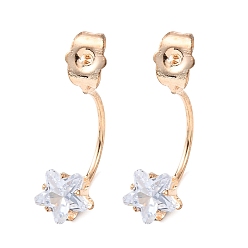 Звезда Гайки для сережек из прозрачного кубического циркония, золотой свет, звезда, 26x7x12 мм, отверстие : 1.2 мм