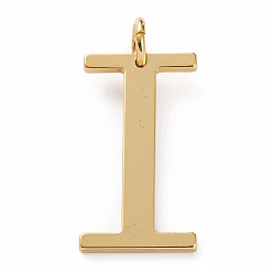 Letter I Золотые латунные подвески, долговечный, буквы, letter.i, 27x15x1.5 мм, отверстие : 3.5 мм