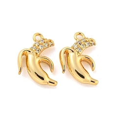 Банан Латунные микро проложить кубического циркония подвески, реальный 18 k позолоченный, банан, 12x10x3 мм, отверстие : 1 мм