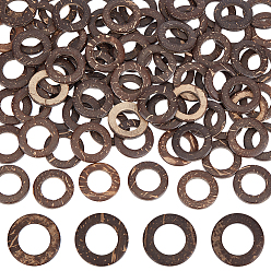 Кокосово-Коричневый 200шт. кокосовых соединительных колец, кольцо, кокосового коричневый, 25x3.5 мм