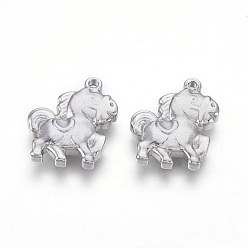 Couleur Acier Inoxydable Pendentifs en acier inoxydable résistants au ternissement, cheval, couleur inox, 304mm, Trou: 18x14.5x3.5mm