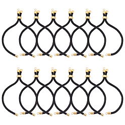 Черный 12шт. изготовление браслета из нейлонового витого шнура, изготовление слайдера, с латунной фурнитурой , круглые, чёрные, 22~23 см, отверстие : 2.8 мм, длина одной цепи: около 11~11.5 см