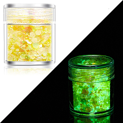 Желтый Светящаяся блестящая пудра для ногтей, эффект звездного неба, блестящее украшение ногтей, светится в темноте, желтые, 1~3 мм