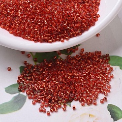 (DBS0043) Silverlined Red MIYUKI Delica Beads Small, Cylinder, Japanese Seed Beads, 15/0, (DBS0043) Silverlined Red, 1.1x1.3mm, Hole: 0.7mm, about 35000pcs/bag, 100g/bag