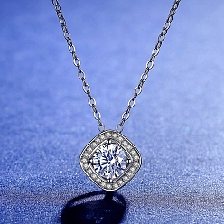 Платина Антикоррозийное покрытие родием 925 стерлинговое серебро микропаве прозрачные кубические цирконии квадратные многорядные звенья, с кристаллами муассанита и стразами, платина, 10x10x6.4 мм, отверстие : 6.4x1.6 мм