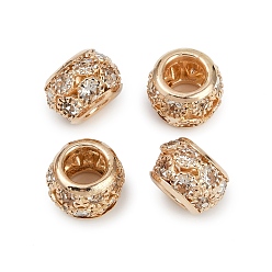 Light Gold Латунные бусины со стразами , рондель, кристалл, золотой свет, 10.5x7.5 мм, отверстие : 5 мм