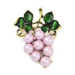 чертополох Виноградные эмалевые булавки, Броши из цинкового сплава для рюкзака, с пластиковой жемчужины, чертополох, 48x37.5 мм