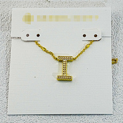 Letter I Латунные инициальные подвески-ожерелья для женщин, золотые, Буква "i", 15.75 дюйм (40 см)